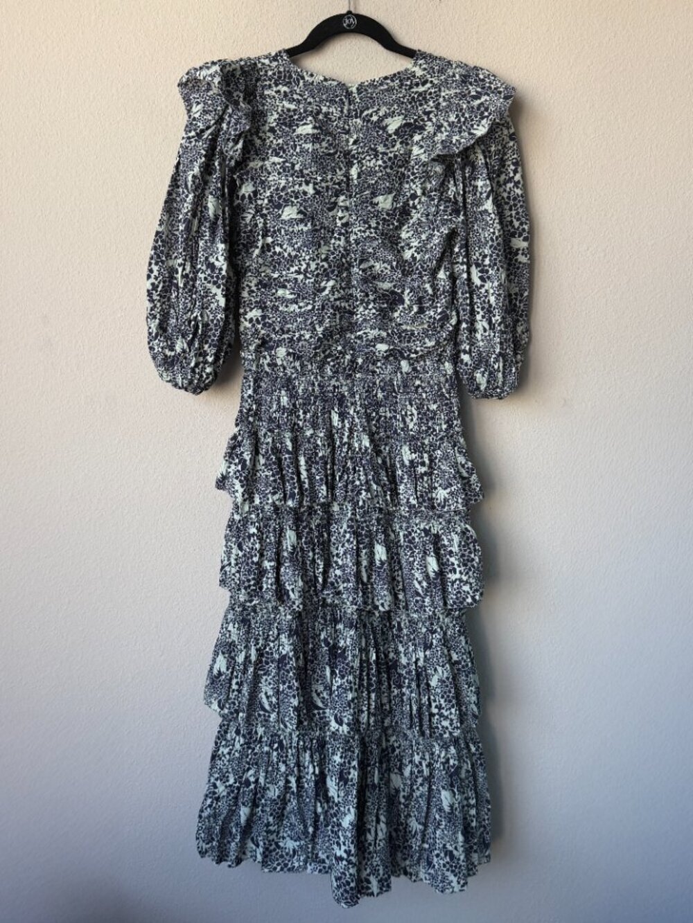 Sea New York Priya Tiered Floral Puff Sleevel Midi Dress Size M - Picture 3 of 6